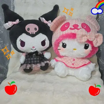 팬더 헬로키티 심쿵 트위드 초 BIG 봉제 인형 & 악마 쿠로미