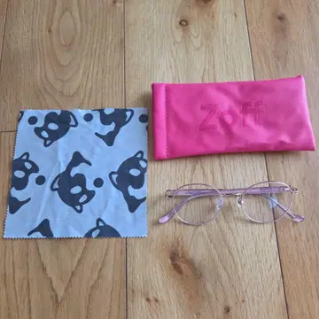 Zoff 원형 프레임 안경 핑크 치이카와 콜라보 치이카와 모델