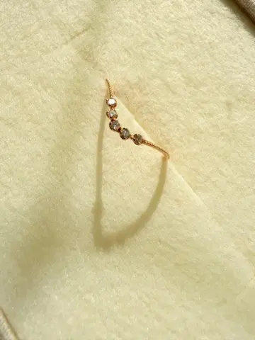 시에나 로제 수리르 골드 스톤 부착 반지 5석 K10 0.05ct