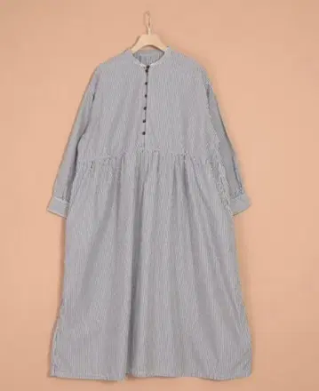 OMNIGOD 셀비치 브로드 스트라이프 개더 드레스