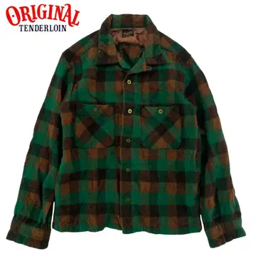 TENDERLOIN 텐더 로인 버팔로 체크 셔츠 그린 브라운