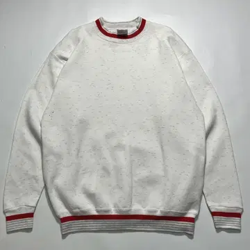 90s 오니타 USA제 맨투맨 L 멜란지 화이트 무지 리브 라인 7756