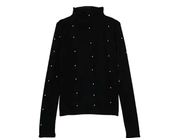 (미카레미카레) 펄 사용 벨로아 터치 시어 터틀 티셔츠 새상품 미사용