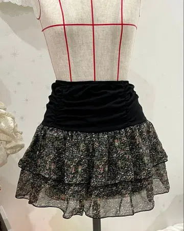 미니 꽃무늬 쉬폰 미니 스커트 y2k 페어리 그런지 갸루