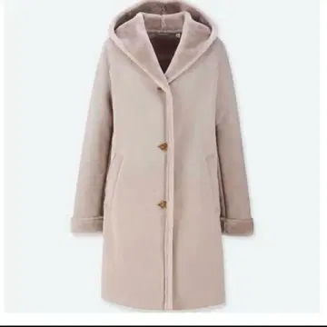 [새상품급] 유니클로 무스탕 터치 후디드 코트 베이지 S