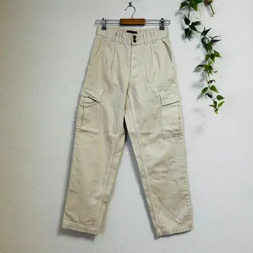 새상품급 바나나리퍼블릭 하이웨스트 카고 팬츠 25/0 아이보리 면