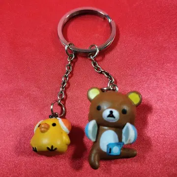 헤이세이 레트로 레어 리락쿠마 & 키이로이토리 헤드폰 키링 미사용