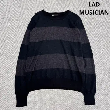 새상품급 라드 뮤지션 코튼 보더 크루넥 니트 블랙