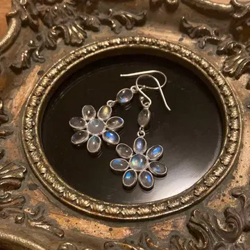 레인보우 문스톤 플라워 귀걸이