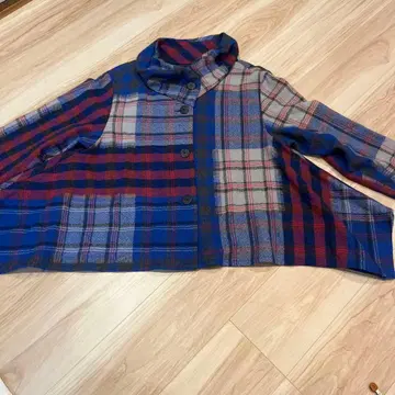 지우 코트 자켓 겉옷 센소유니코 jiu 체크 블루