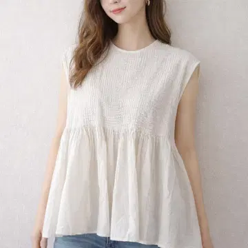 maison de soil 핀턱 프렌치 슬리브 블라우스 화이트 2