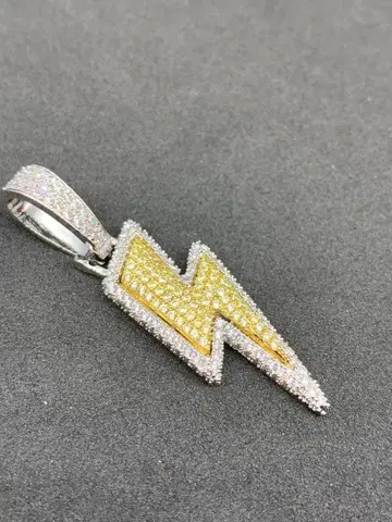 지르코니아 [ 금 x 은 ] 번개 썬더 번개 카미나리 블링블링 목걸이