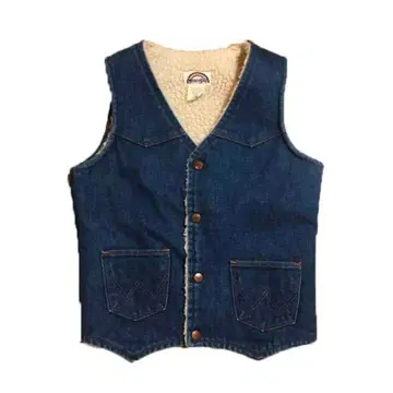 70s unknown Wrangler 레인보우 택 데님 베스트 보아 안감