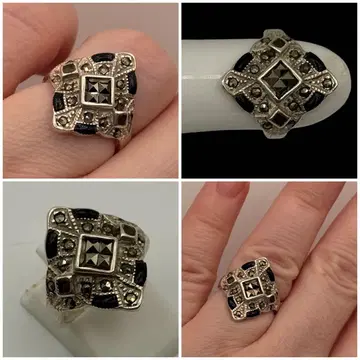 925 각인 실버 Silver 마카사이트 오닉스 반지 10호