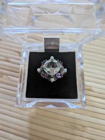 록잔 실버 925 반지 그린 자수정 시드 펄