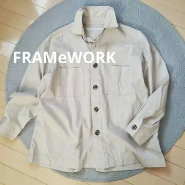 FRAMeWORK 프레임워크 오버 사이즈 셔츠 베이지 스트라이프