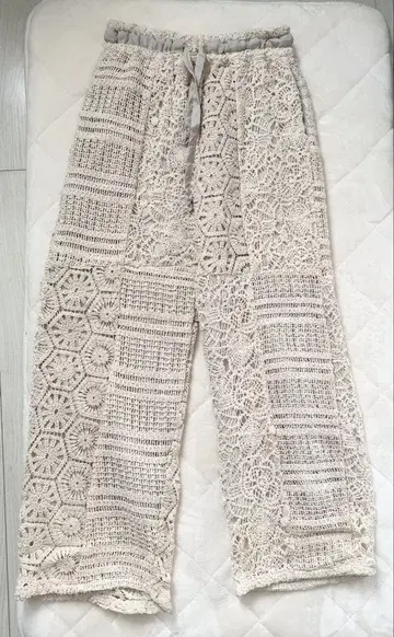 REHER SALL 레이스 크로셰 뜨개질 팬츠