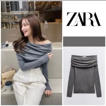 완판템 ZARA 오프숄더 니트 M 그레이