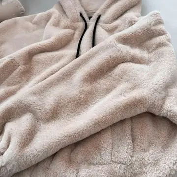 ZARA 퍼 후디 베이지