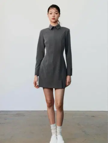 Zara 자라 핏 미니 셔츠 원피스 그레이 긴팔 슬림