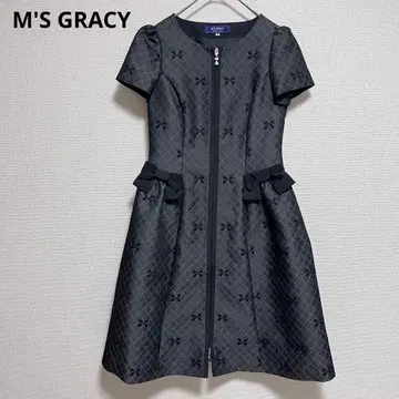 새상품급 엠즈 그레이시 아나운서 착용 리본 자카드 원피스