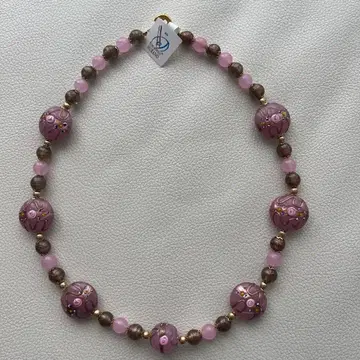 무라노 유리 비즈 목걸이 핑크 계열