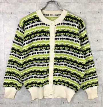 레트로 올드 코티지코어 일본제 구제 의류 3D 입체 패턴 니트 가디건