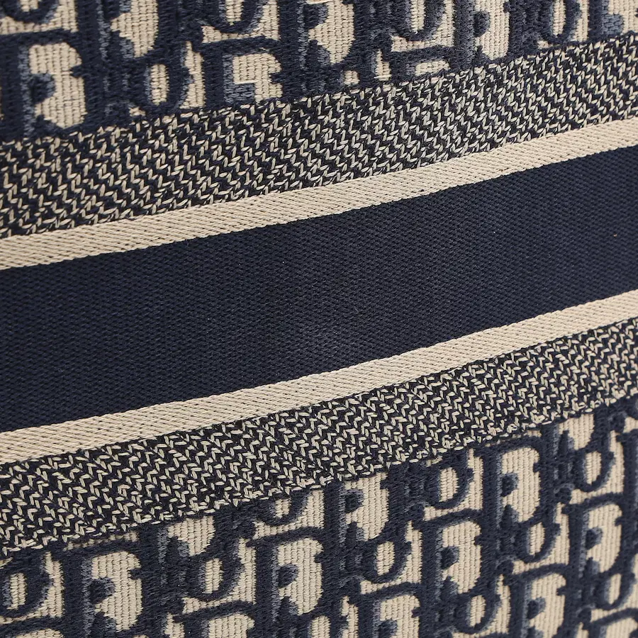 迪奥 Book Tote 迪奥 Oblique 刺绣手提包 大号 米白/蓝色