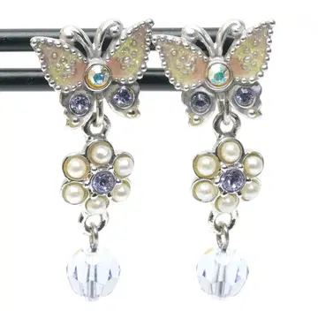 안나수이 ANNASUI 버터플라이 귀걸이 펄 스윙 퍼플 보라색
