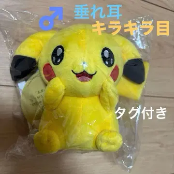 My Pikachu 마이피카츄 봉제 인형 택 포함 늘어진 귀 반짝이는 눈