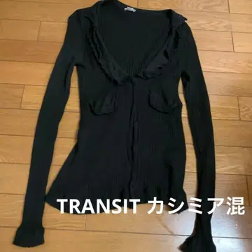 TRANSIT 블랙 리브 가디건 캐시미어 혼방 이탈리아제