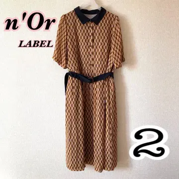 누아르 라벨 기하학 패턴 레트로 셔츠 원피스 벨트 포함 올 패턴