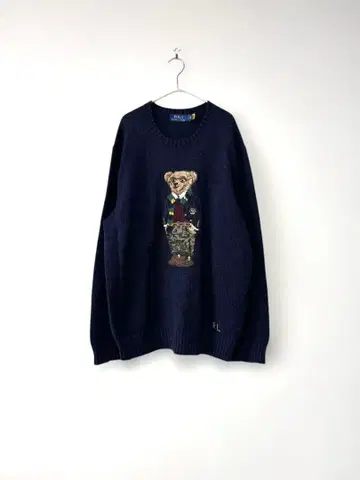 랄프 로렌 폴로베어 니트 코튼 안경 네이비 L