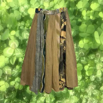 엘르 로데오 모리걸 히피 에스닉 디자인 절개 플레어 스커트