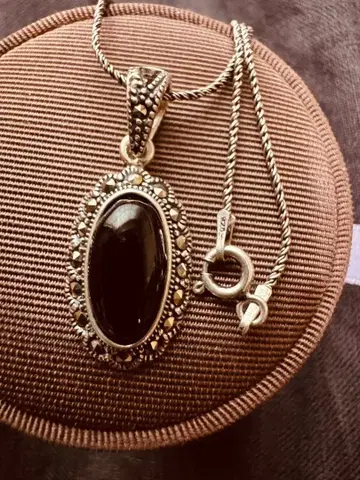 실버 925 마카사이트 오닉스 목걸이