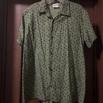 60s 빈티지 패턴 셔츠 아토믹 패턴 기하학 오픈 카라 유럽