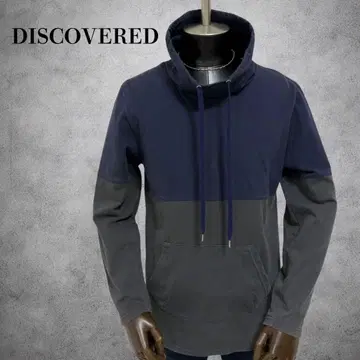DISCOVERED 풀오버 후드티 하이넥 후드티 바이컬러