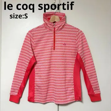 le coq sportif 긴팔 하프 지퍼 피케 셔츠 팝 빨간색 S