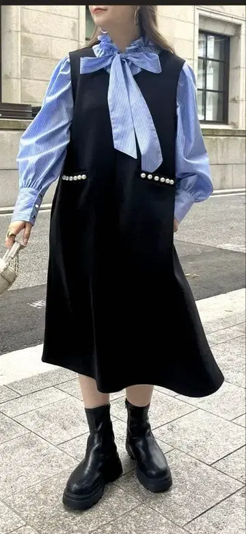 완판템 포켓 펄이 악센트가 되는 전후 2way 점프슈트 스커트