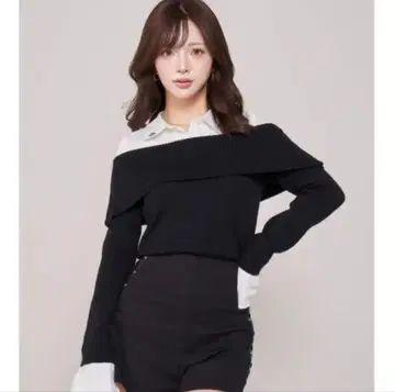 다리치 셔츠 도킹 오프숄더 니트탑