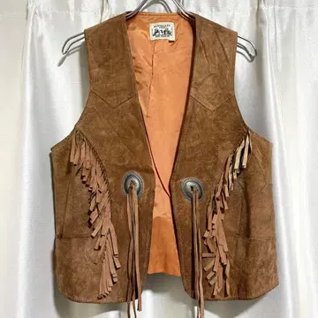 [ 히피 무브먼트 ] 70s 스웨이드 프린지 베스트 골든 사이즈 M