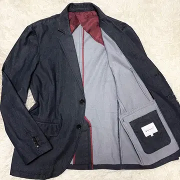 다케오 키쿠치 데님 자켓 세탁 가능 스트레치 기능성 파이핑 네이비