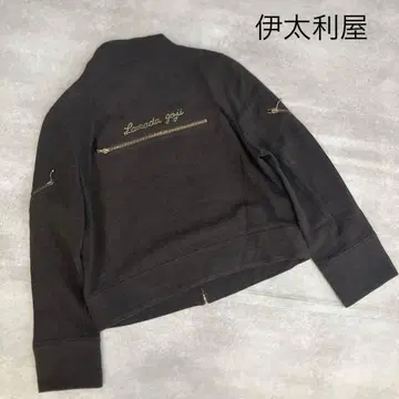 이타리야 이탈리아 아우터 블루종 메쉬 브라운 로고 자수 지퍼