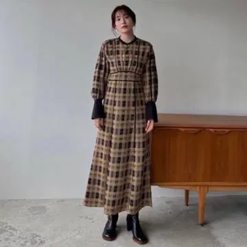 CLANE 클라네 체크 파이핑 원피스