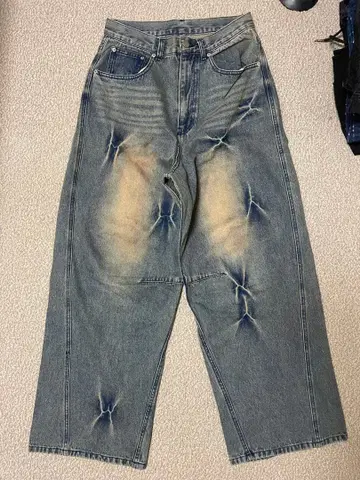 SWAGVIBE 가공 와이드 데님 팬츠 jaded london menes