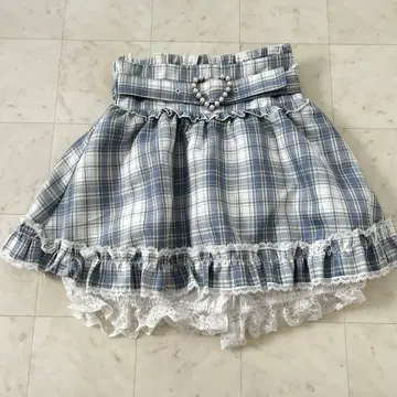 MA*RS 마즈 체크 플레어 치마바지 스커트 블루 계열 펄 히메갸루