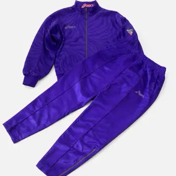 ASICS 남성용 보라색 애니멀 무늬 저지 셋업 90s 구제 의류