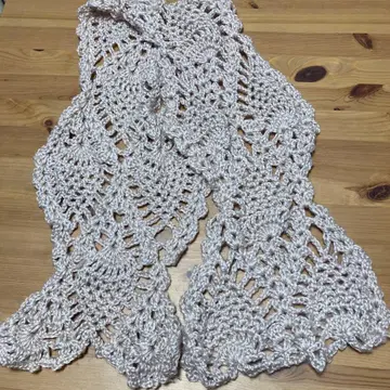 [ 핸드메이드 ] 베이지 크로셰 뜨개질 레이스 스카프