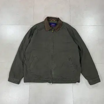 [ 레어 ] 90s IZOD 짧은 기장 덕 자켓 그린~카키 가죽 XL
