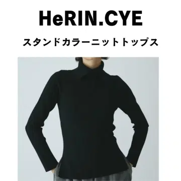 HeRIN.CYE 스탠드 카라 니트탑 블랙